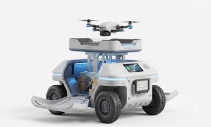 M-Guard with docked drone module for aerial search